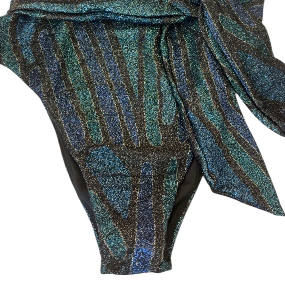 NWT Ramy Brook Printed Shimmery Paradise Sparkle Viona One-Piece Swimsuit Medium - Picture 4 of 10
